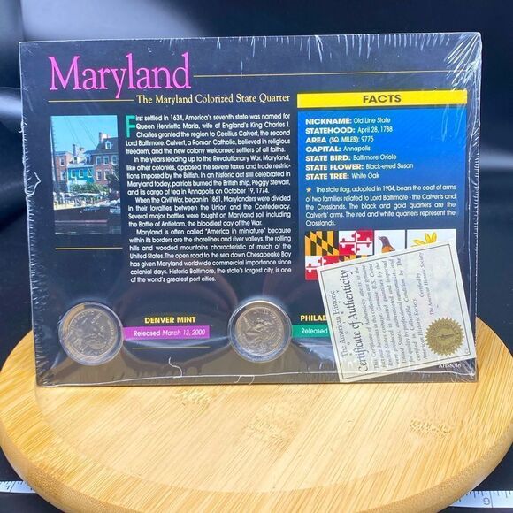 Maryland Colorized State Quarter NIOP and in cellophane wrap and COA - Picture 1 of 6